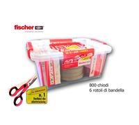 FISCHER 572431 VASCHETTA 600 CHIODI A PERCUSSIONE + 6 BANDELLE TESSUTO + FORBICE