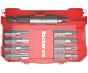 fischer 558179 - Set professionale per una rapida sostituzione delle punte, uso universale con i più comuni, punte per punte, argento, 10 pezzi