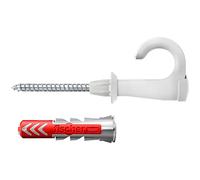 fischer 564170 - Set di 25 viti a gancio rotondo e DuoPower, viti per truciolato con gancio, ganci a vite flessibili per il montaggio in numerosi materiali da costruzione EasyHook, bianco, 6 x 30