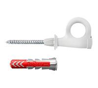 fischer 564173 Loop, set di 25 viti con ganci e tasselli DuoPower 8 x 40, viti per truciolato con gancio, ganci a vite flessibili per il montaggio in numerosi materiali da costruzione EasyHook, bianco