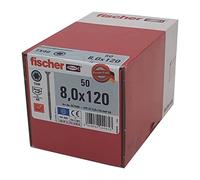 FISCHER 657509 viti per strutture in legno POWER di fast 8,0 X 120 a testa svasata non rostender Acciaio A4 Adattatore con filettatura interna Stella TX, 50 pezzi