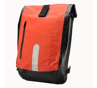 Fischer 86282 - Borsa da Trasporto per Bicicletta, con Zaino, Materiale Impermeabile, Comoda da Usare, con Strisce Catarifrangenti, Colore: Rosso