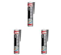 Fischer ASP 544917, Adesivo sigillante tenace e resistente per giunti a pavimento, in facciata, condotte, lamiera e carrozzeria, Cartuccia in alluminio, Grigio, 300 ml (Confezione da 3)