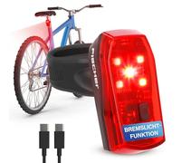FISCHER Basic Stop - Fanale posteriore per bicicletta a LED, con funzione luce di arresto con batteria, ricarica USB-C e durata 11 ore, omologazione StVZO