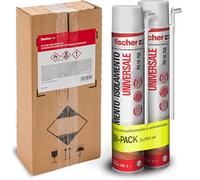 Fischer Bi-Pack Schiuma Poliuretanica Universale Espansa PU 1K in Imballo Protettivo con Erogatore, 2x 750 ml