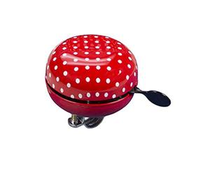 Fischer Campana per Bicicletta Maxi | con Manubrio | Rosso con Pois Bianchi | Taglia Unica | 80 mm
