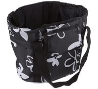 Fischer Cestino per Bicicletta con Fissaggio rapido al Manubrio, Portata 5 kg, Copertura Antipioggia Integrata, Colore Nero con Fiori