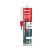fischer Crystal MS Colla e sigillante per interni ed esterni, colla di montaggio impermeabile per incollaggi elastici, polimeri MS per molte applicazioni e superfici, 290 ml, trasparente