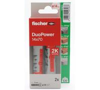 fischer - Duopower 14x70-2U, tasselli da parete multimateriale, servono per appendere biciclette, quadri, armadi, supporti TV, scaffali, mobili.