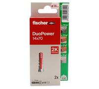 fischer - Duopower 14x70-2U, tasselli da parete multimateriale, servono per appendere biciclette, quadri, armadi, supporti TV, scaffali, mobili.