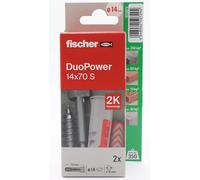 fischer - Duopower 14x70 con vite - 2U, tasselli da parete multimateriale, servono per appendere biciclette, quadri, armadi, supporti TV, scaffali, mobili.