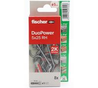 fischer - Duopower 5 x 25 con attacco aperto- 8U, tasselli da parete multimateriale, servono per appendere biciclette, quadri, armadi, supporti TV, scaffali, mobili.