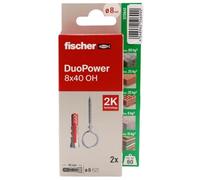 fischer - Duopower 8 x 40 con attacco chiuso - 2U, tasselli da parete multimateriale, servono per appendere biciclette, quadri, armadi, supporti TV, scaffali, mobili.