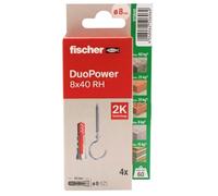 fischer - Duopower 8 x 40 con embrina aperta- 2U, tasselli da parete multimateriale, servono per appendere biciclette, quadri, armadi, supporti TV, scaffali, mobili.