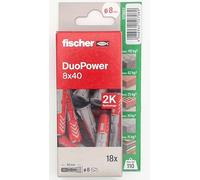 fischer - Duopower 8x40-18U, tasselli da parete multimateriale, servono per appendere biciclette, quadri, armadi, supporti TV, scaffali, mobili.