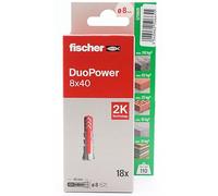 fischer - Duopower 8x40-18U, tasselli da parete multimateriale, servono per appendere biciclette, quadri, armadi, supporti TV, scaffali, mobili.
