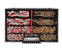Fischer DuoPower, set di tasselli con viti e punte Torx, XXL, 280 pezzi, valigetta assortimento, dimensioni 5 x 25 6 x 30 8 x 40, 10 x 50 mm