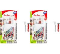 Fischer EasyHook Angle 5, set da 8 Ganci ad Angolo e 8 Tasselli DuoPower 5 x 25 mm, Montaggio Facile e Veloce Senza uso di Pinze su Muro, Cartongesso, Mattoni Forati, Cemento, Legno, 557915
