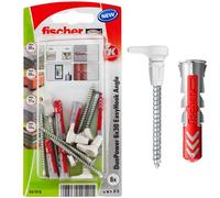 Fischer EasyHook Angle 6, set da 6 Ganci ad Angolo e 6 Tasselli DuoPower 6 x 30 mm, Montaggio Facile e Veloce Senza uso di Pinze su Muro, Cartongesso, Mattoni Forati, Cemento, Legno, 557916