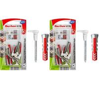 Fischer EasyHook Angle 6, set da 6 Ganci ad Angolo e 6 Tasselli DuoPower 6 x 30 mm, Montaggio Facile e Veloce Senza uso di Pinze su Muro, Cartongesso, Mattoni Forati, Cemento, Legno, 557916
