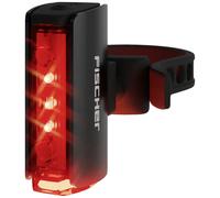 Fischer Luce posteriore a LED per bicicletta Twin Stop, con illuminazione supplementare a pavimento e luce freno, alloggiamento in alluminio, durata fino a 8 ore, colore nero, 1 pezzo