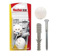Fischer Ferma Porta Bianco 1N K, kit con due blocca porta da pavimento, 504638