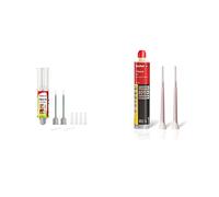 Fischer FILL & FIX Ripara fori Tasselli e Fissaggi su Muro e Legno, Siringa Colla di Montaggio, Include 4 Tasselli a Rete, 51098 & T-Bond Pro.1, Tassello Chimico in Resina Hybrid, 71778