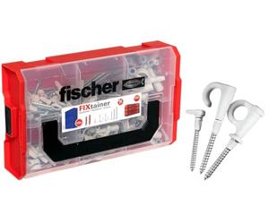 Fischer FixTainer DuoPower + EasyHook + Vite Torx, Set di Vari Ganci, Tasselli DuoPower, Tappi di Copertura e Viti, Ganci Flessibili a Vite per Montaggio in Numerosi Materiali da Costruzione, 228