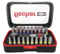 fischer Set di punte professionali per un rapido cambio di punte, uso universale con le punte più comuni e un supporto per punte, per tutte le applicazioni a vite, con sistema di guida a colori, 32