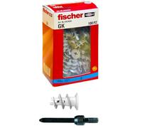Fischer 542458, 100 Tasselli GK, Specifici per Cartongesso, Include Accessorio di Montaggio, Grigio, 100 Pezzi