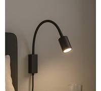 FISCHER & HONSEL Applique a LED Justi, nero sabbia, altezza 52 cm, metallo FISCHER & HONSEL