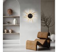 FISCHER & HONSEL Applique a LED Sol, nero con raggi dorati FISCHER & HONSEL