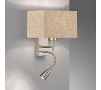 FISCHER & HONSEL Applique Dream luce da lettura, lino sabbia/nichel FISCHER & HONSEL