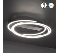 FISCHER & HONSEL Plafoniera LED Kiku, Ø 56 cm, nero sabbia, metallo, CCT FISCHER & HONSEL