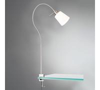 FISCHER & HONSEL Lampada a pinza Jam paralume stoffa, nichel/bianco FISCHER & HONSEL