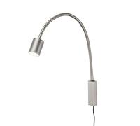 Fischer & Honsel Lampada da letto Flex, faretto Justi, colore nichel opaco, larghezza: 6 cm, altezza: 52 cm, A: 40 cm, con interruttore, 1 lampadina GU10, LED max. 4 Watt, 3000 K, 320 lm, EEG: G