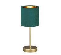 Fischer & Honsel Lampada da tavolo Aura, elegante lampada da tavolo dal design classico con interruttore a cavo, 1 attacco E 14, metallo dorato e paralume in velluto turchese, altezza: 34 cm