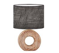 Fischer & Honsel Lampada da tavolo, Hanke|color legno, paralume in tessuto grigio, lunghezza: 20,00 cm, larghezza: 13,00 cm, altezza: 31,00 cm, con interruttore a corda, 1 lampadina E14 max. 25,0