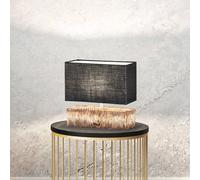 Fischer & Honsel Lampada da tavolo, Hauke|color legno, paralume 30 x 13 x 18 cm, cavo di collegamento nero, paralume in tessuto grigio, lunghezza: 30 cm, larghezza: 13 cm, altezza: 30 cm, con