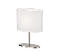 Fischer & Honsel Lampada da tavolo Modena | colore nichel opaco | paralume in tessuto bianco Chintz | L: 20 cm, larghezza 10 cm, altezza 27 cm | con interruttore a filo | 1 x E14 max. 25 W senza