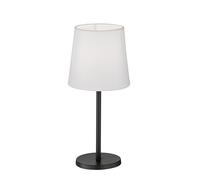 Fischer & Honsel Lampada da tavolo Rimini | nero sabbia opaco | paralume in tessuto bianco Chintz | Altezza: 30 cm, diametro: 14 cm | con interruttore a filo | 1 x E14 max. 25 W senza lampadina