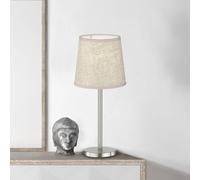 FISCHER & HONSEL Lampada da tavolo Rimini, sabbia/nichel, tessuto, altezza 30 cm, E14 FISCHER & HONSEL