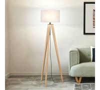 FISCHER & HONSEL Lampada da terra SHINE-WOOD, sabbia/nero/rovere Altezza 164 cm 3 x E27 FISCHER & HONSEL