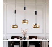 FISCHER & HONSEL Colette LED sospensione 3 luci oro/nero FISCHER & HONSEL