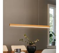 FISCHER & HONSEL Lampada LED a sospensione Shine-Wood, lunghezza 105 cm, rovere/color nichel FISCHER & HONSEL