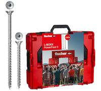 fischer In pratica L-Boxx, 1800 viti PowerFast II in diverse dimensioni con filettatura totale e parziale, viti per truciolato per una lavorazione rapida e flessibile, con set di punte