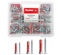 Fischer KIT DuoPower Valigetta 80 Tasselli Universali con Vite | Misure Tasselli da 5, 6, 8 mm | Fissaggio su Muro Pieno, Mattone Forato, Cartongesso e Calcestruzzo cellulare