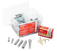 Fischer Kit Smartfix Box, 80 Tasselli Con Vite Con Gancio Per Muro Pieno E Mattone Forato, Trasparente