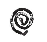 FISCHER Lucchetto per bicicletta in neoprene con lucchetto a combinazione, alta sicurezza per biciclette ed e-bike, antifurto, nero, lunghezza: 130 cm