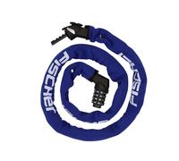 FISCHER Lucchetto per bicicletta in neoprene con serratura a combinazione, alta sicurezza per biciclette ed e-bike, antifurto, blu, lunghezza: 130 cm
